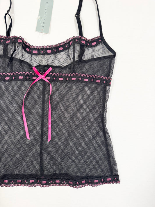 Black & Pink Ribbon Cami ♡ S