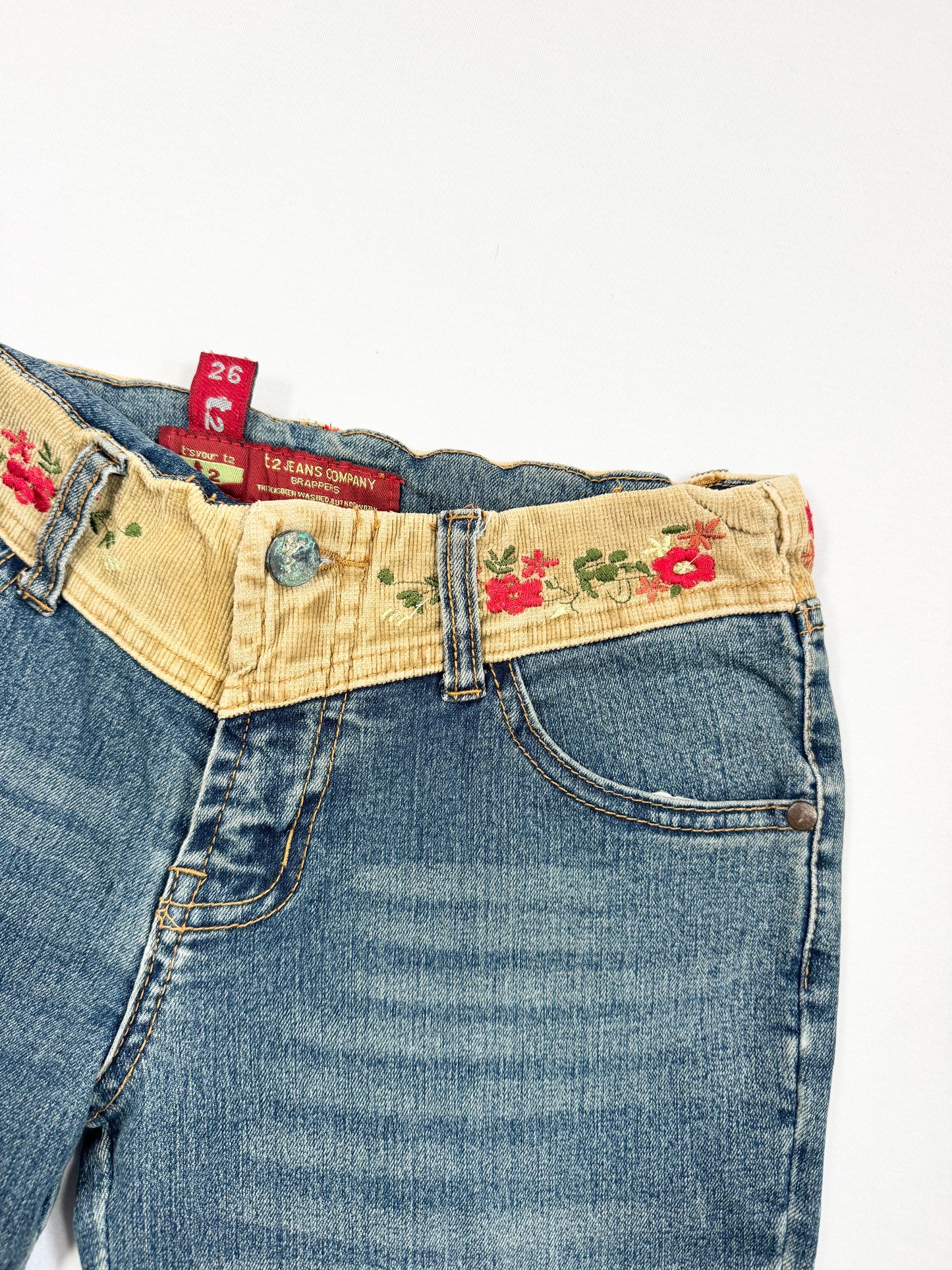 Embroidered Waistband Flared Jeans ♡ XS