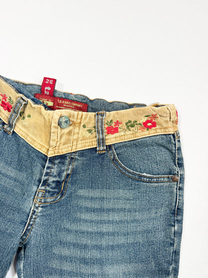 Embroidered Waistband Flared Jeans ♡ XS