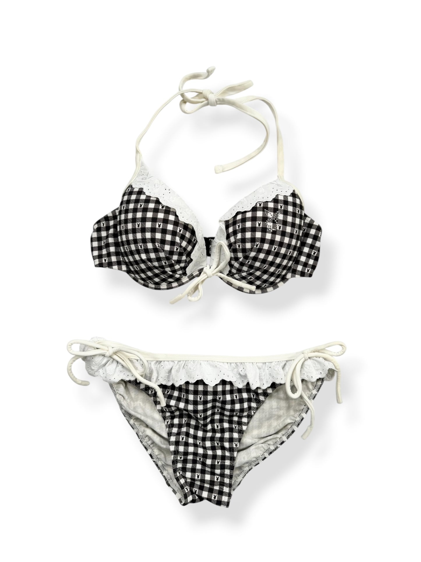 Playboy Black & White Plaid Bikini ♡ XS