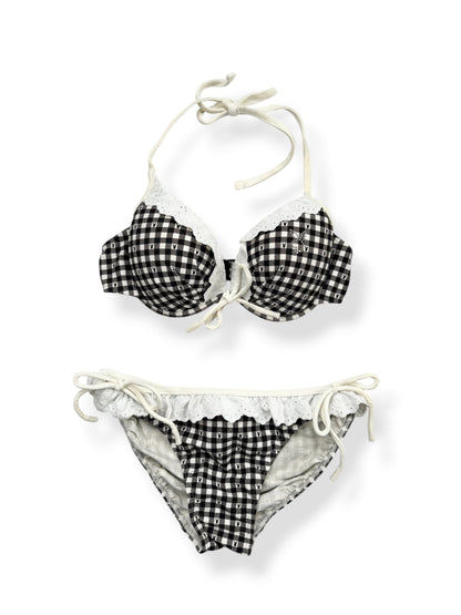 Playboy Black & White Plaid Bikini ♡ XS