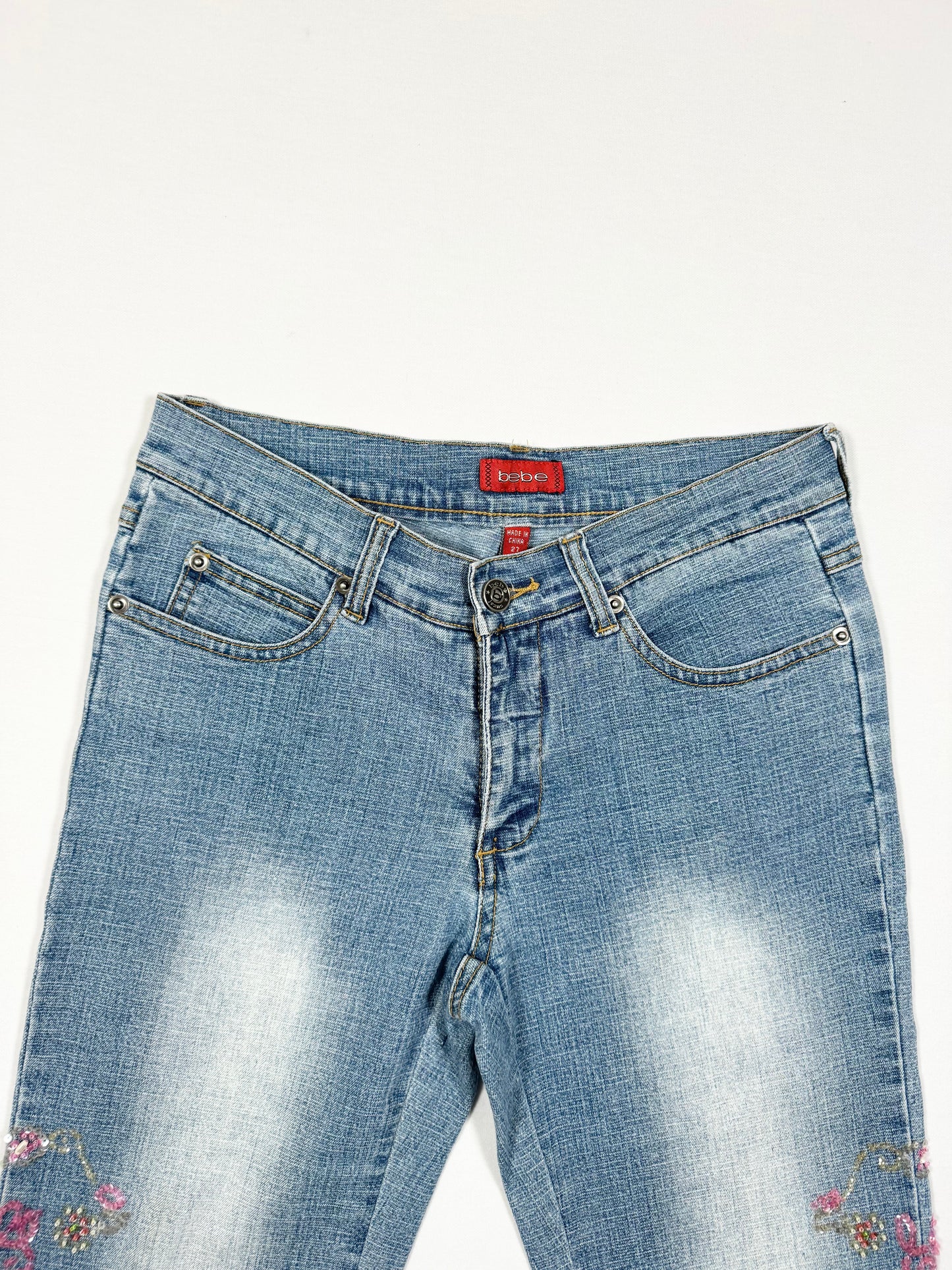 Bebe Sequin Flared Jeans