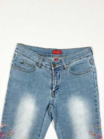 Bebe Sequin Flared Jeans