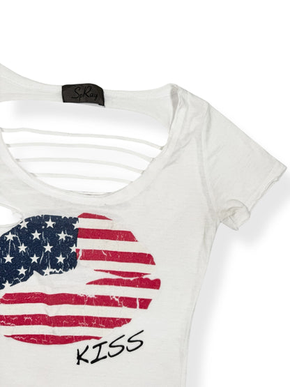 Flag Kiss Cutout Tee ♡ Size S