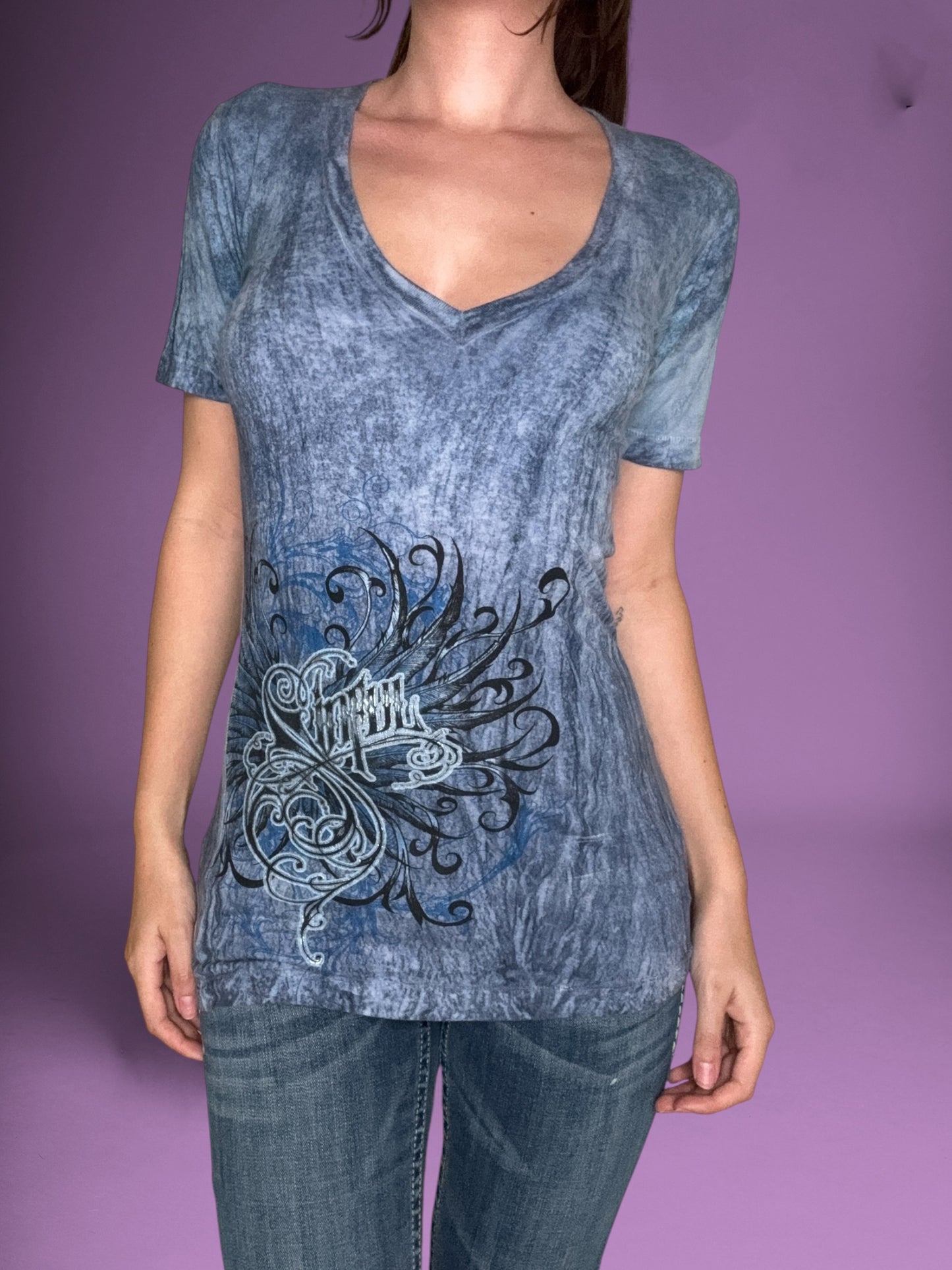 Navy Sinful Tee ♡ M