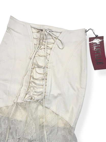 Galsville White Faux Leather Corset Midi Skirt ♡ XS