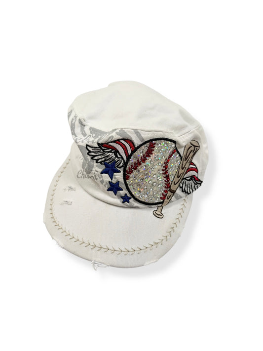 White Sequin Baseball Cap ♡