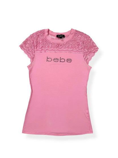 Pink Bebe Lace Tee ♡ S