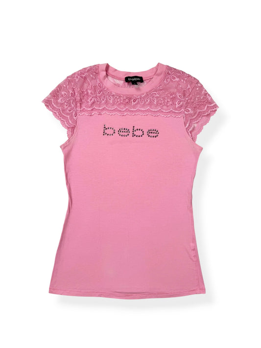 Pink Bebe Lace Tee ♡ S