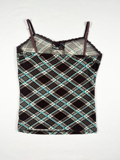 Plaid Lace Up Bust Cami