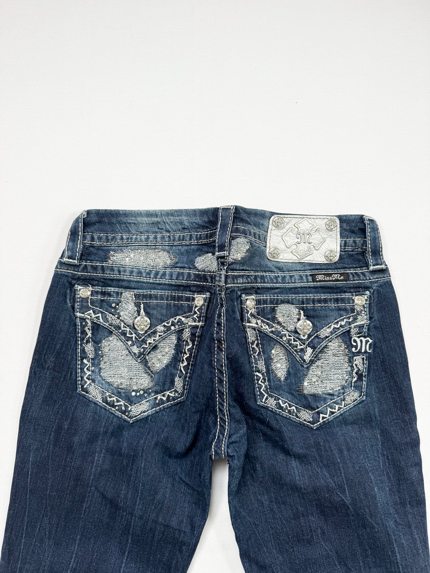Miss Me Diamanté Distressed Flared Jeans ♡ 28”