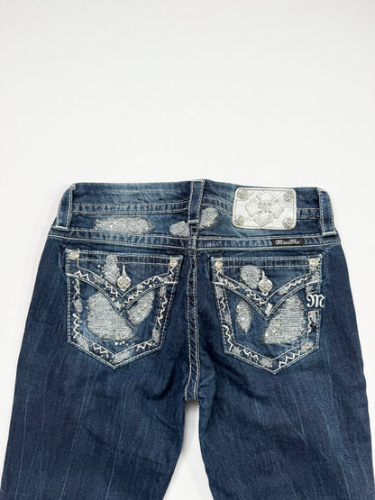 Miss Me Diamanté Distressed Flared Jeans ♡ 28”