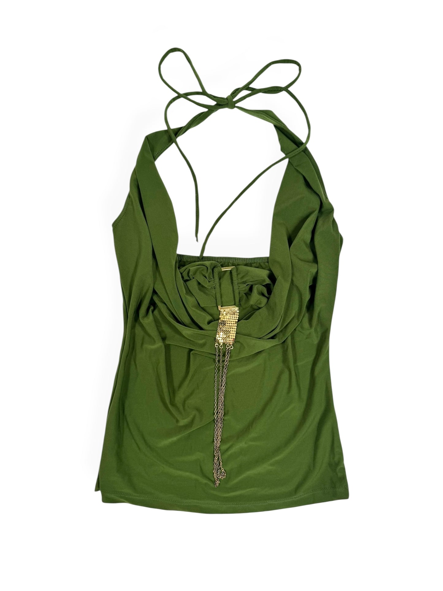 Green Cowl Neck Halter Top ♡ S