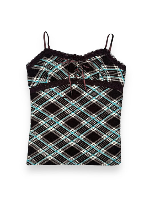 Plaid Lace Up Bust Cami