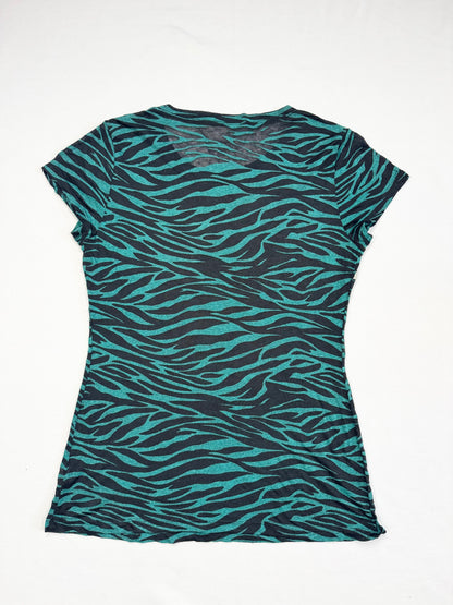 Turquoise Zebra Grunge Tee ♡ L