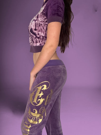 Ed Hardy Purple Velour Trackpants ♡ Size S