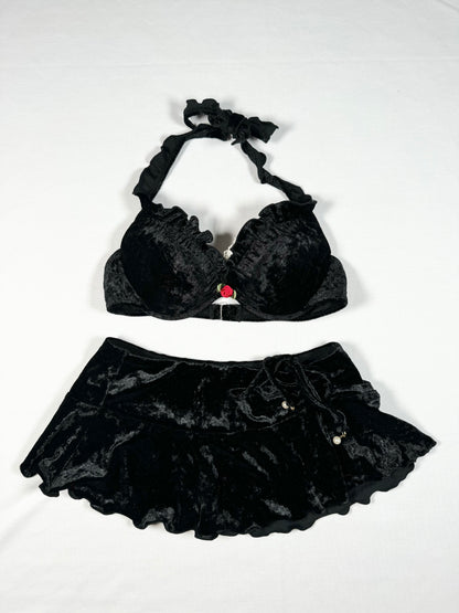 Velvet Milkmaid Bikini + Micro Skirt