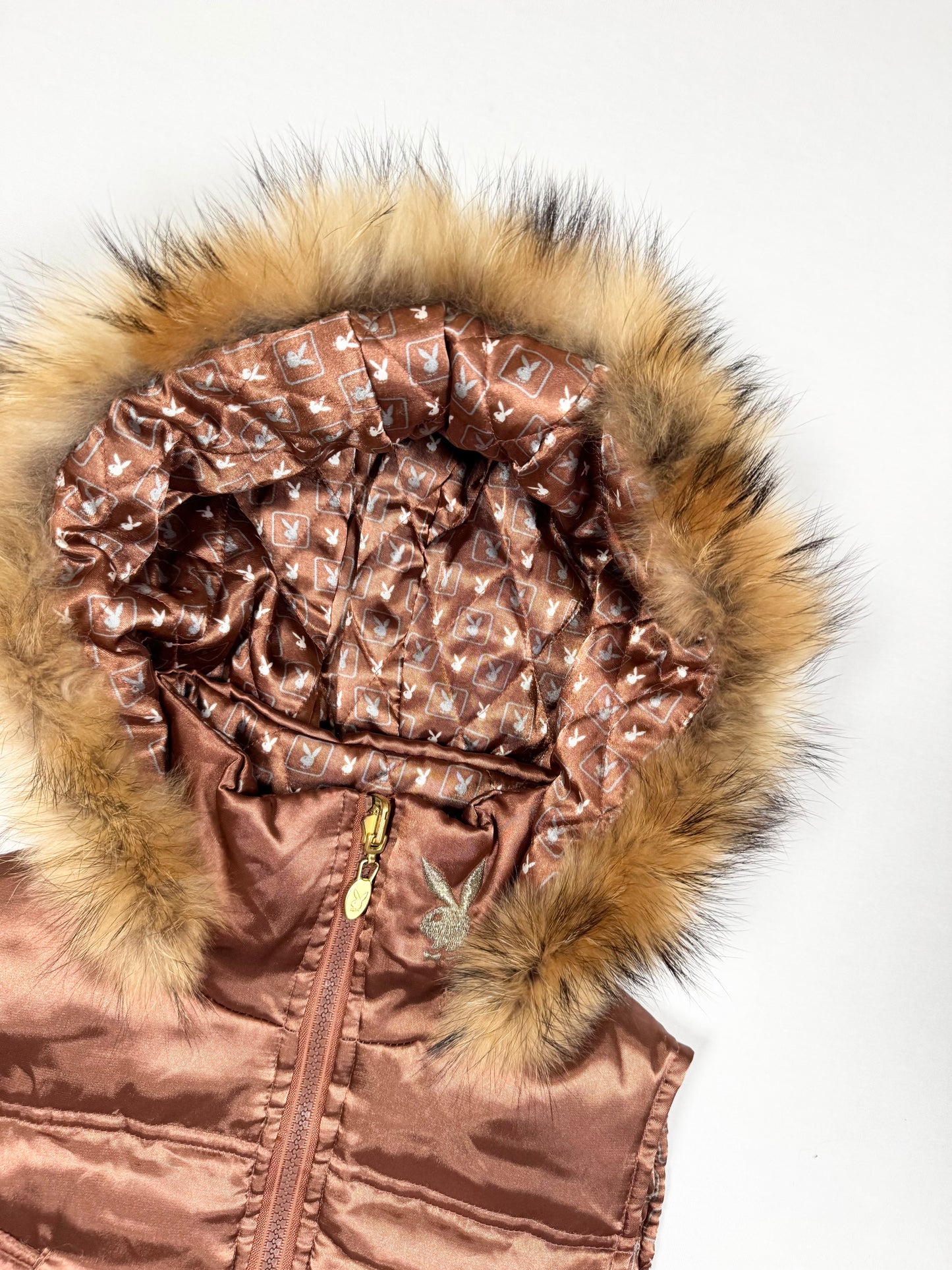 Playboy Cropped Fur Puffer Vest ♡ Size XS