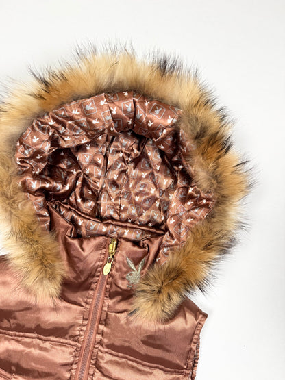 Playboy Cropped Fur Puffer Vest ♡ Size XS