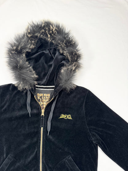 Von Dutch Velour Fur Hood Zip Up ♡ S