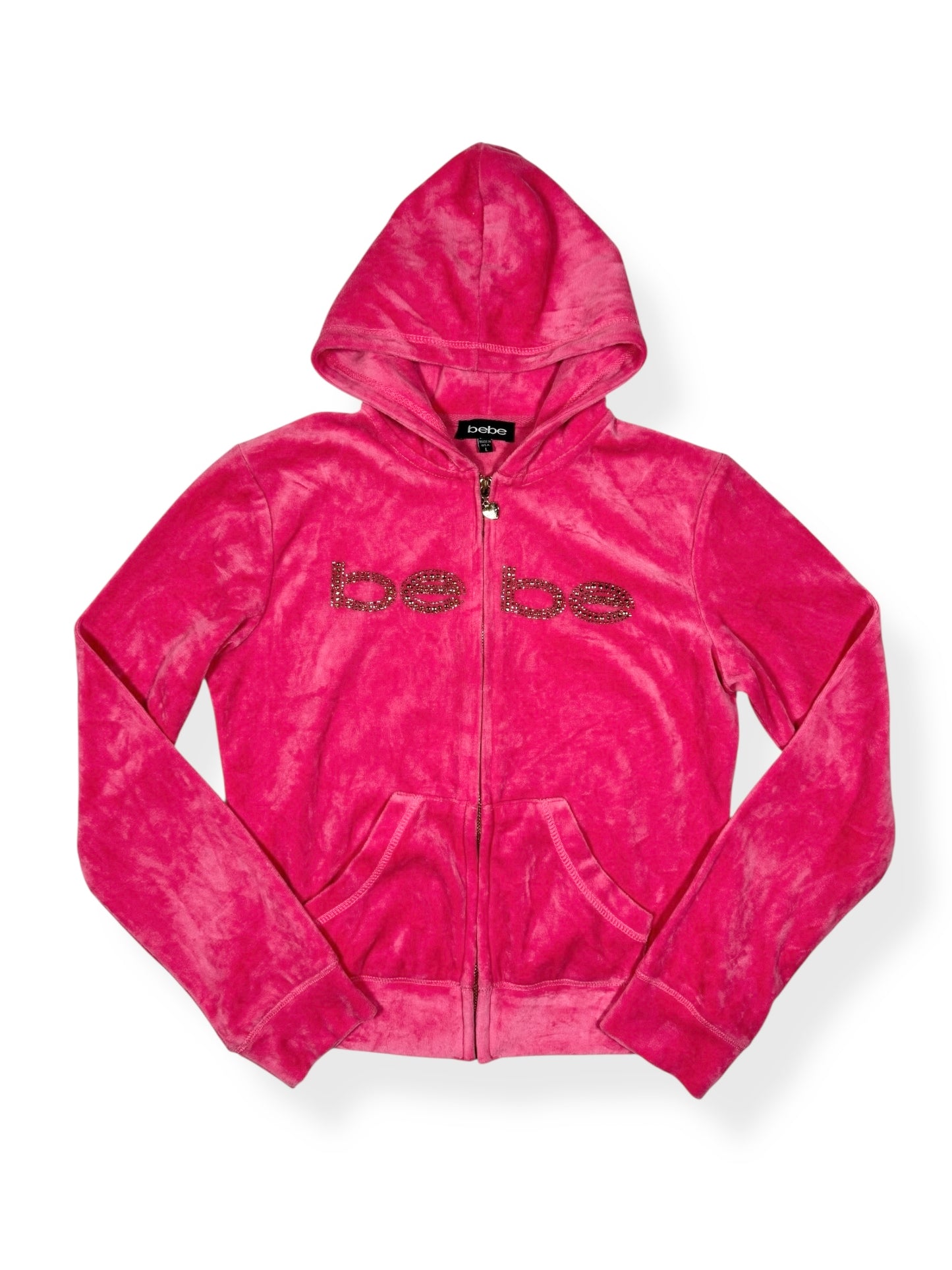 Bebe Pink Velour Zip Up Jacket