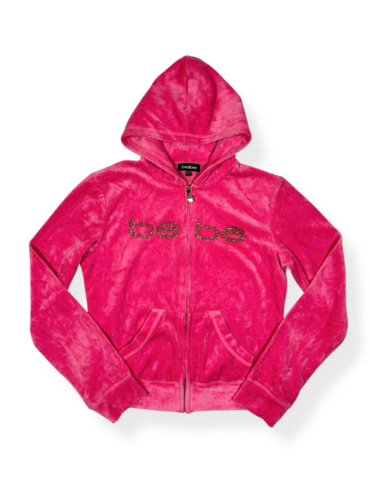 Bebe Pink Velour Zip Up Jacket