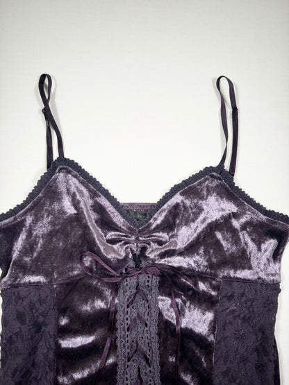 Purple Velvet Lace Up Cami