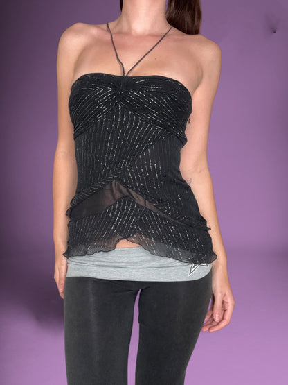 Glitter Pinstripe Halter ♡ XS