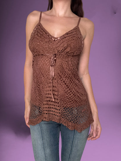 Brown Crochet Cami ♡ L