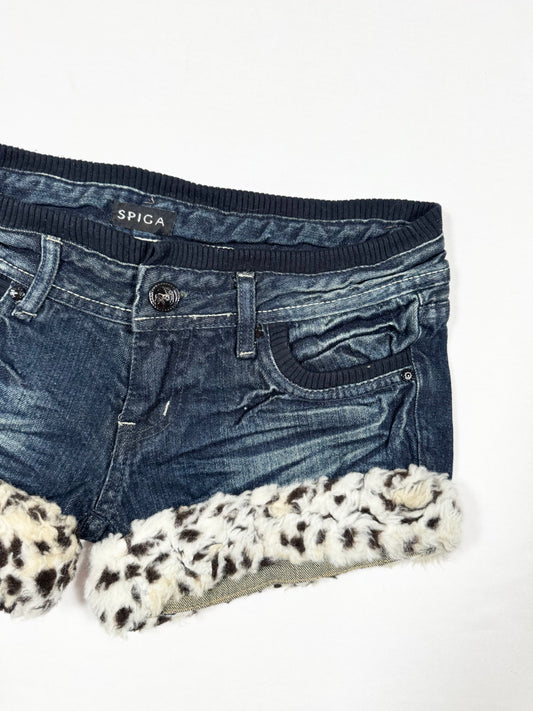 Leopard Fur Trim Shorts ♡ Size S