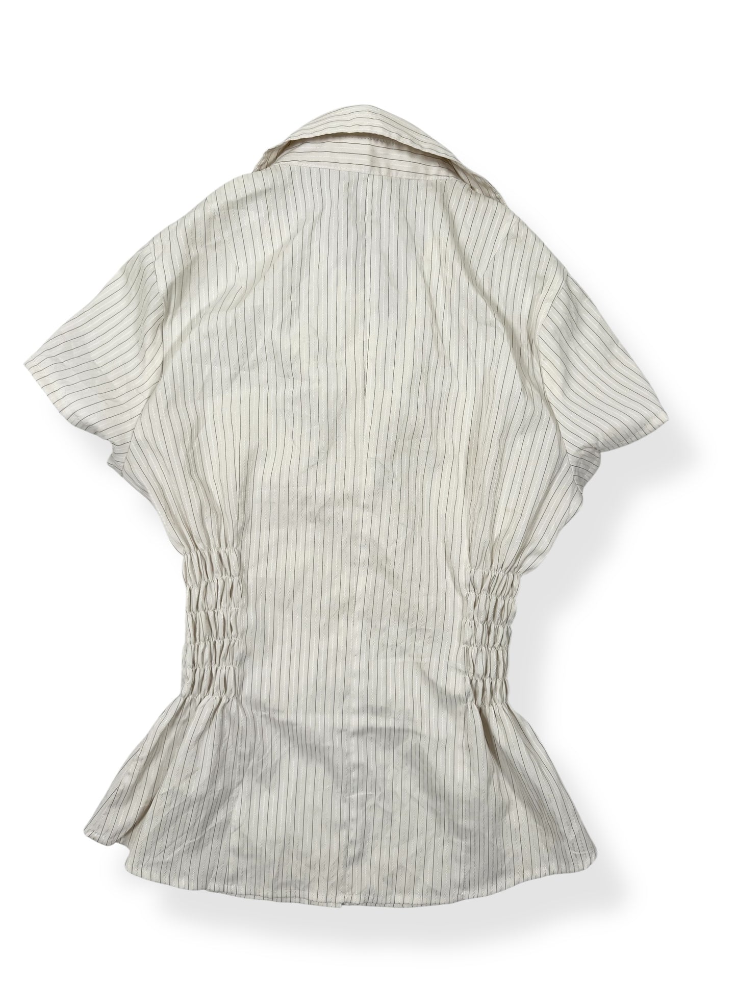 Pinstripe Ruched Button Up