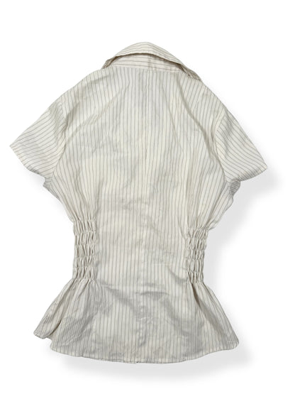 Pinstripe Ruched Button Up