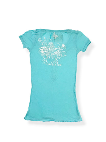 Blue Butterfly Hollister Henley Tee ♡ S