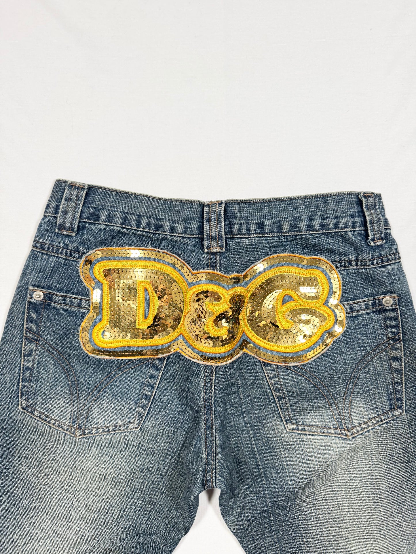 D&G Gold Sequin Logo Jeans ♡ Size XS