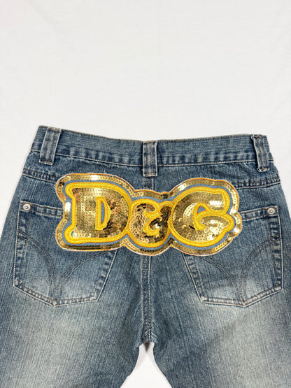 D&G Gold Sequin Logo Jeans ♡ Size XS
