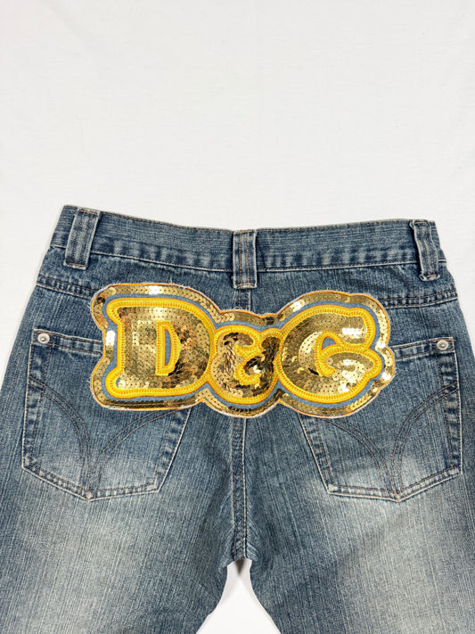 D&G Gold Sequin Logo Jeans ♡ Size XS
