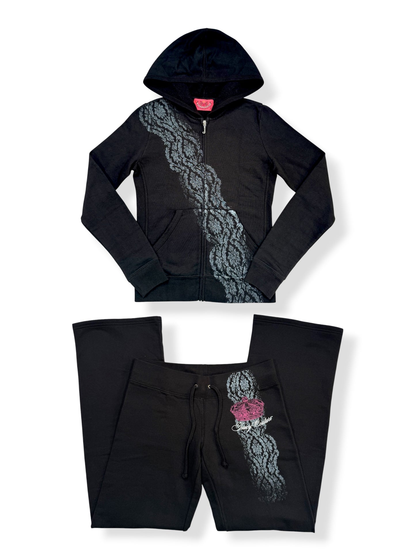 Juicy Couture Black Lace Print Tracksuit ♡ XS