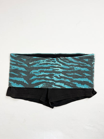PINK Blue Zebra Fold Over Shorts ♡ M