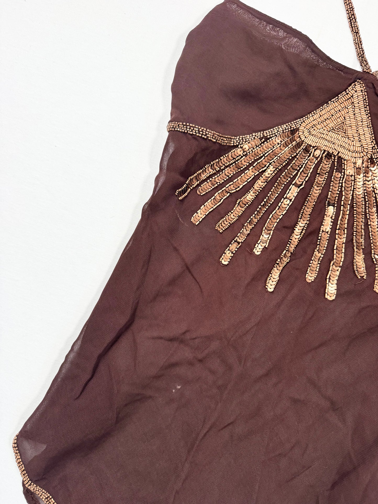Rise Brown Sequin Halter Top ♡ XL/14