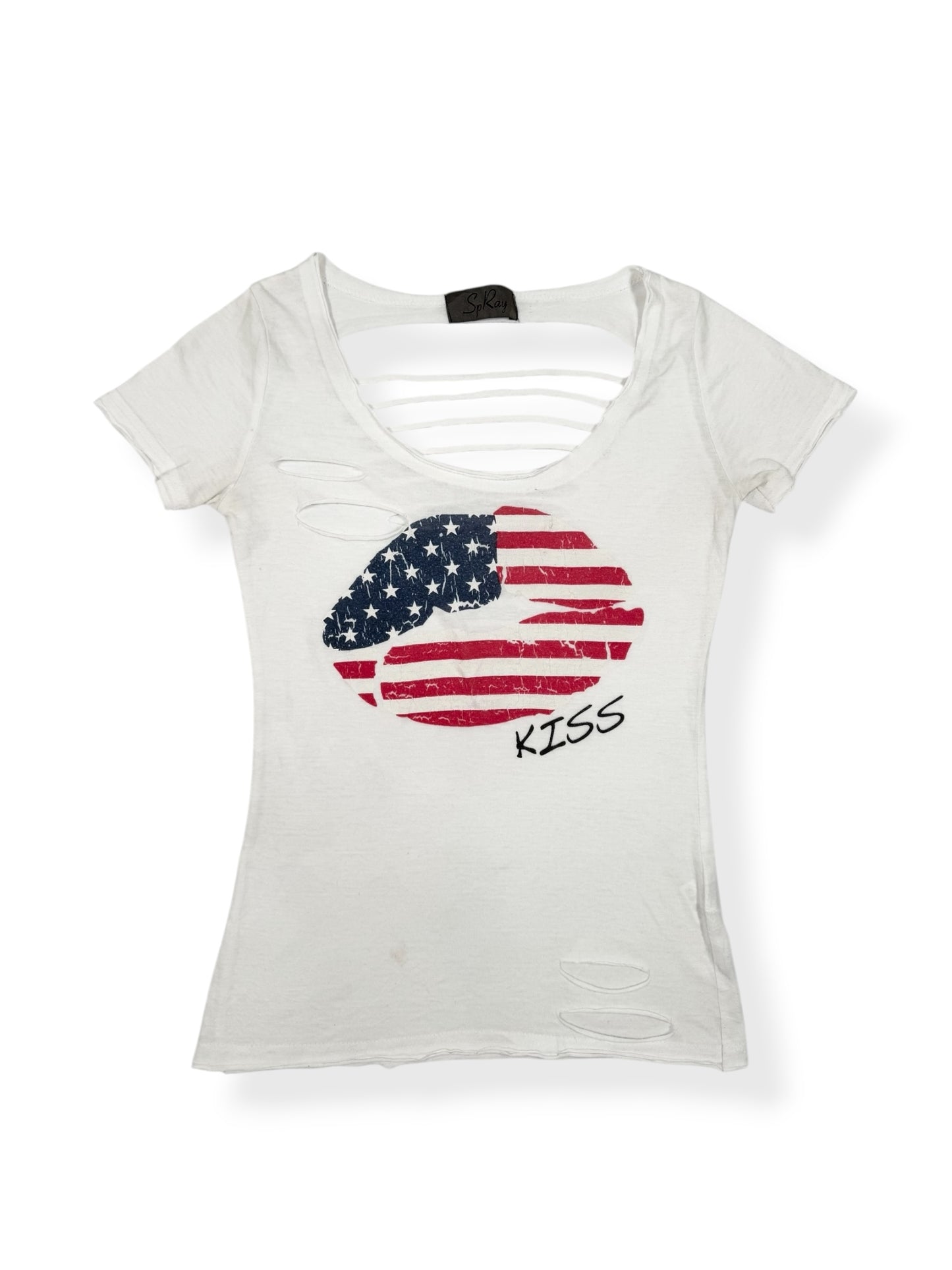 Flag Kiss Cutout Tee ♡ Size S