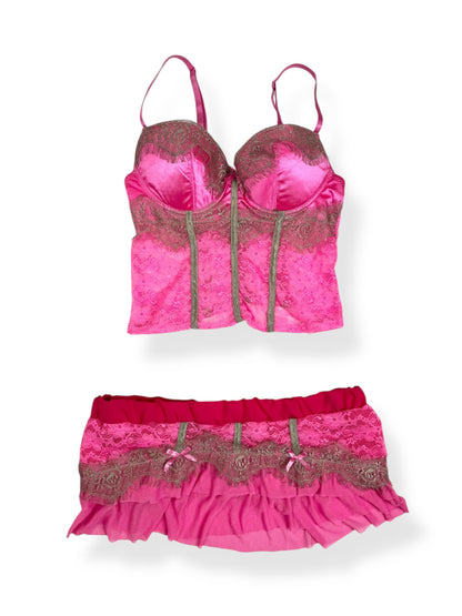 Pink Satin Cami Set ♡ S