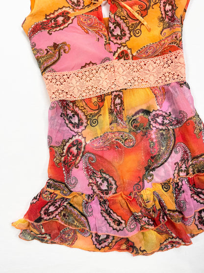 Pink & Orange Paisley Cami ♡ S