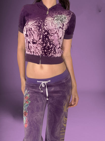 Ed Hardy Purple Velour Trackpants ♡ Size S
