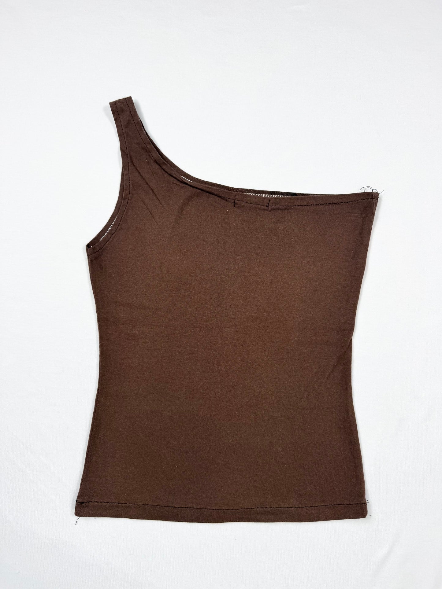 Diesel “Peace Love & Party” Brown One Shoulder Tank ♡ XS