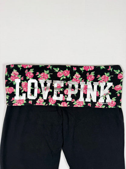 “LOVE PINK” Fold Over Flared Leggings