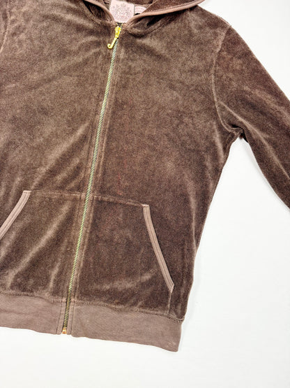 Brown Towelling Cherry Juicy Couture  Zip Up Hoodie ♡ S