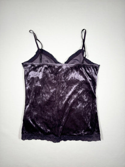 Purple Velvet Lace Up Cami