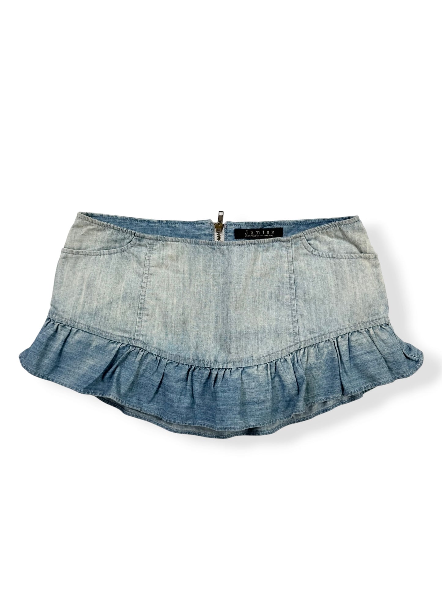 Ruffle Trim Denim Micro Skirt ♡ XS