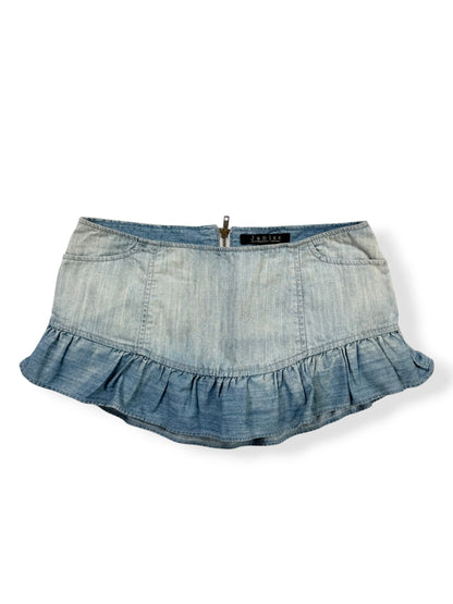Ruffle Trim Denim Micro Skirt ♡ XS