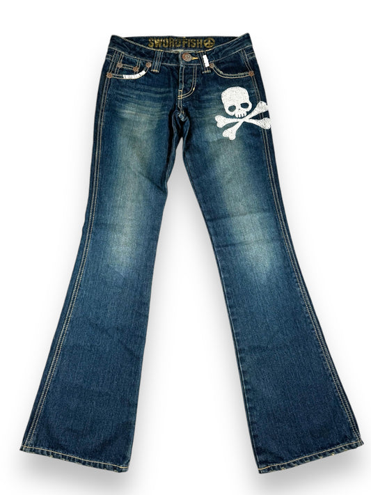 Swordfish Skull Flared Jeans